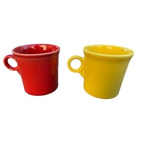 Fiestaware Fiesta HLC Ring Handle Cup Mug Red Yellow 3.5" Homer Laughlin USA